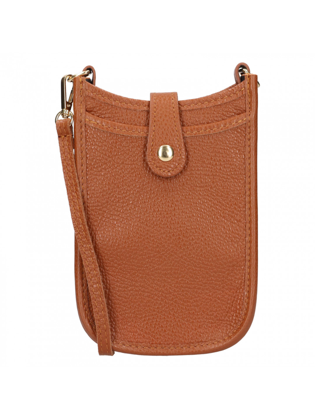 Dámská kožená kabelka na mobil a doklady Italia Simma – koňak